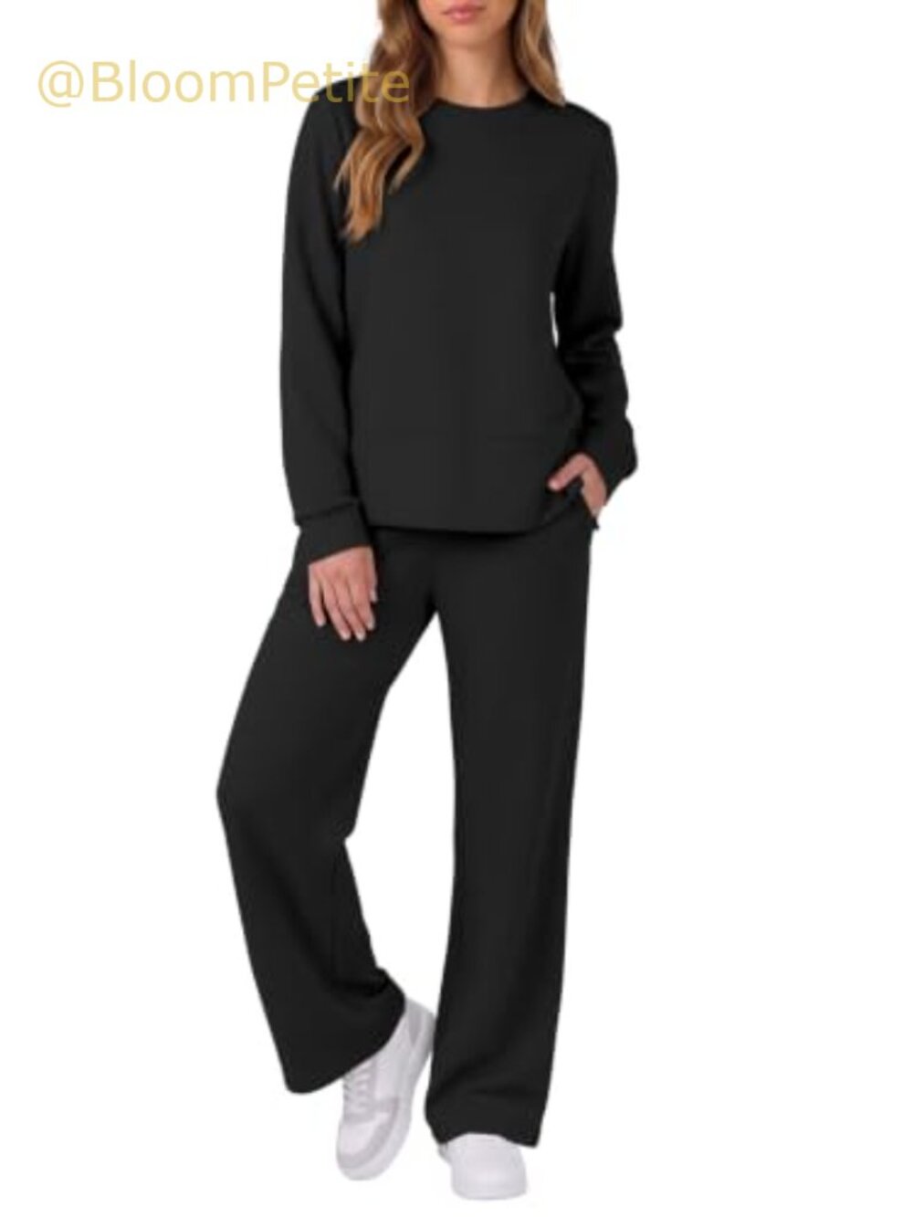 Women's 2 Piece Lounge Set Long Sleeve Tunic Wide Leg Pants Soft Cozy